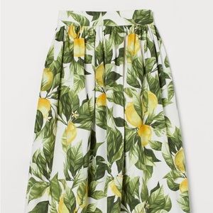 H&M lemon printed midi skirt
